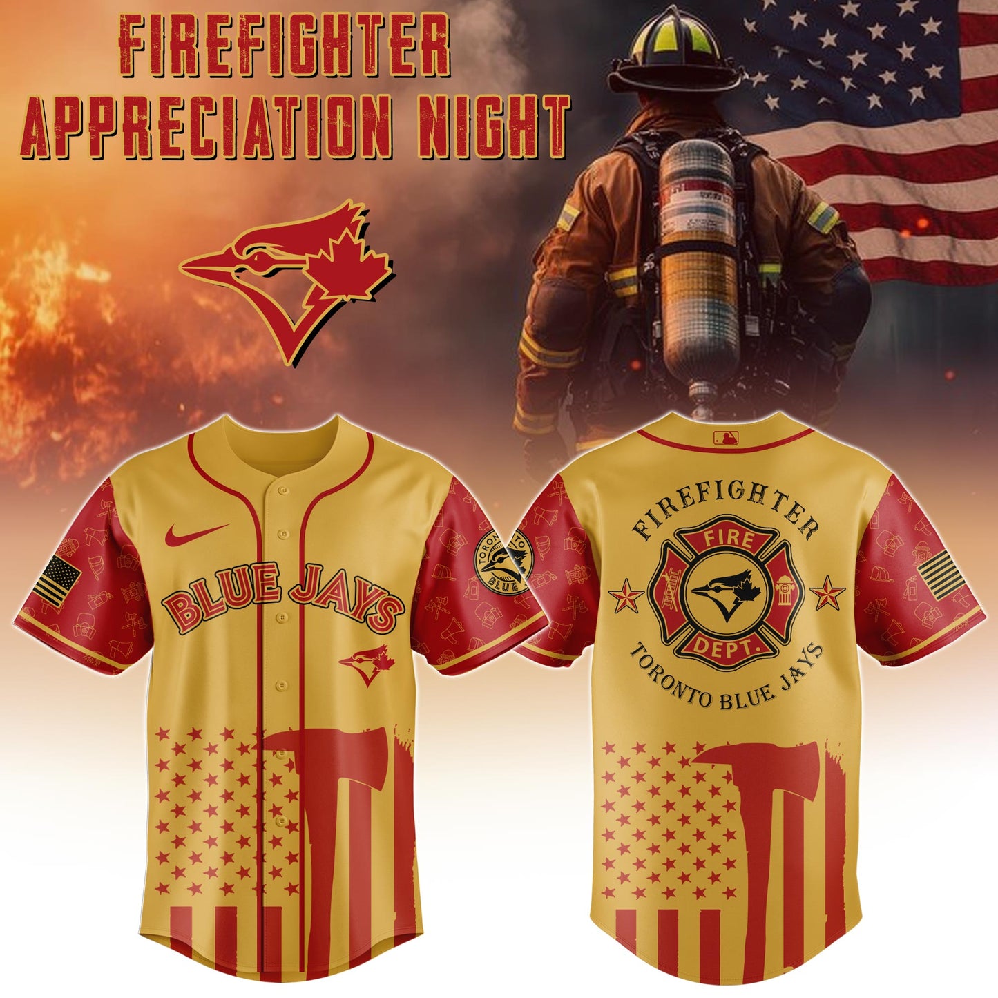 .          Toronto Blue Jays  MLB x Firefighter Appreciation Night Special Edition Jersey 2025