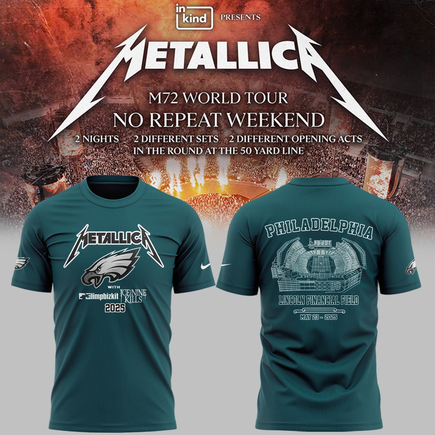 Limited Edition M72 World Tour x Philadelphia Eagles Tshirt 2025