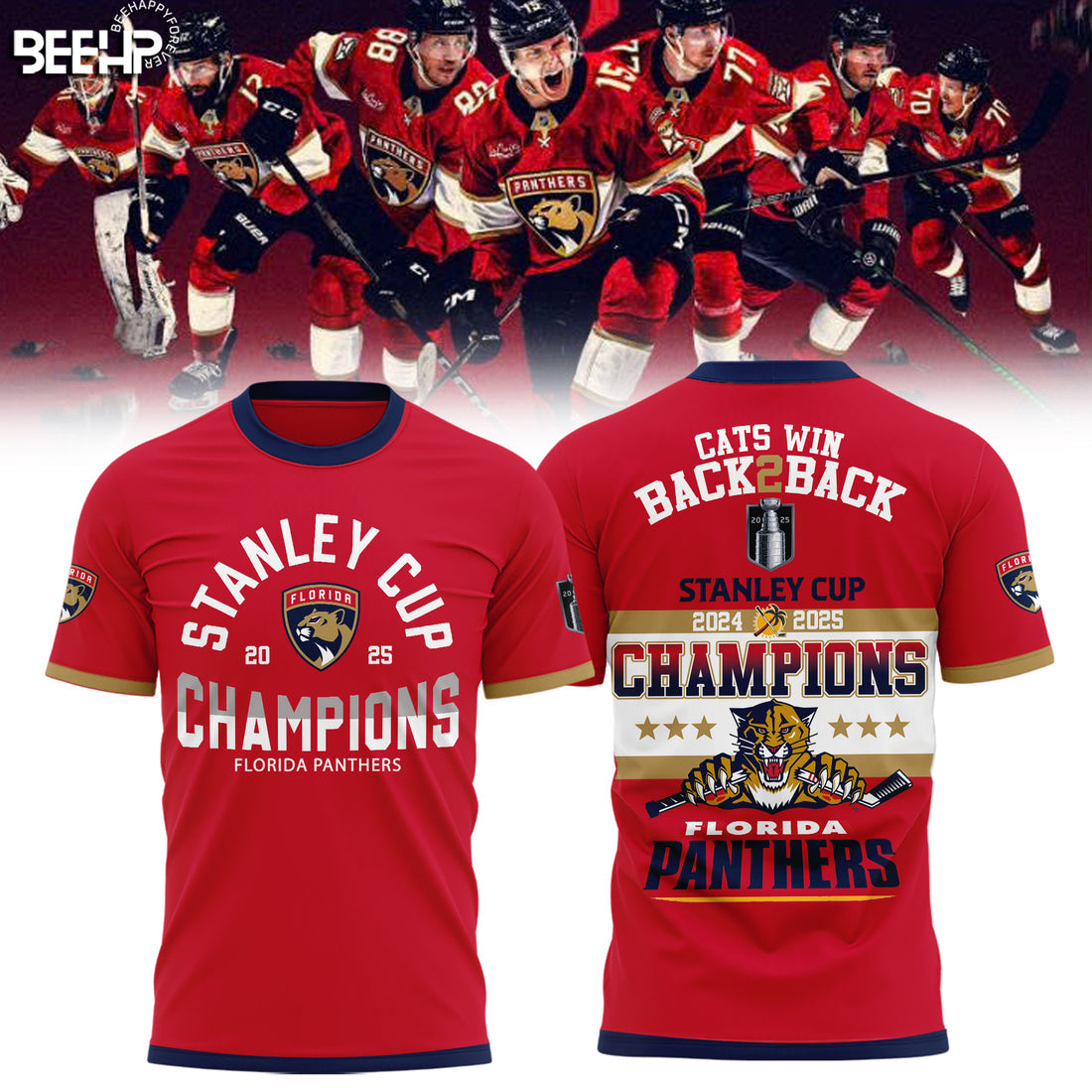 Florida Panthers Back To Back Champions Stanley Cup 2025 T-Shirt