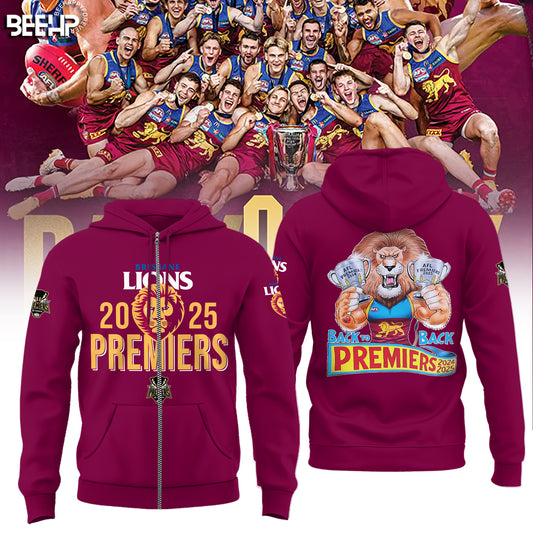 Brisbane Lions 2025 Premiers Limited Edition Zip Hoodie