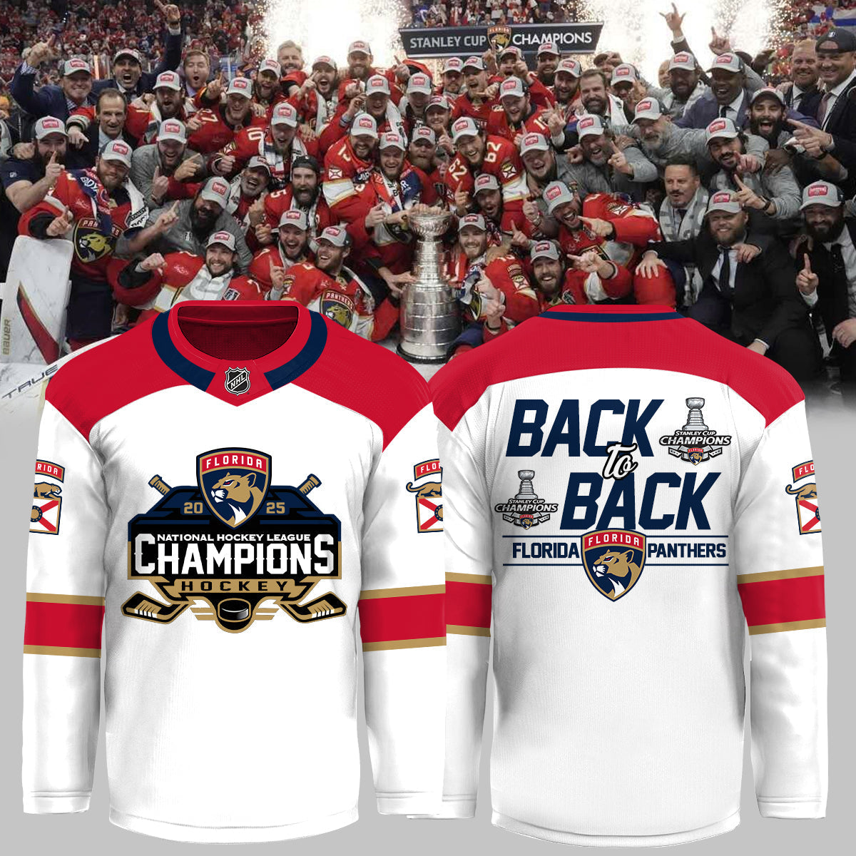 Florida Panthers Hockey Jersey Champions Stanley Cup Final 2025