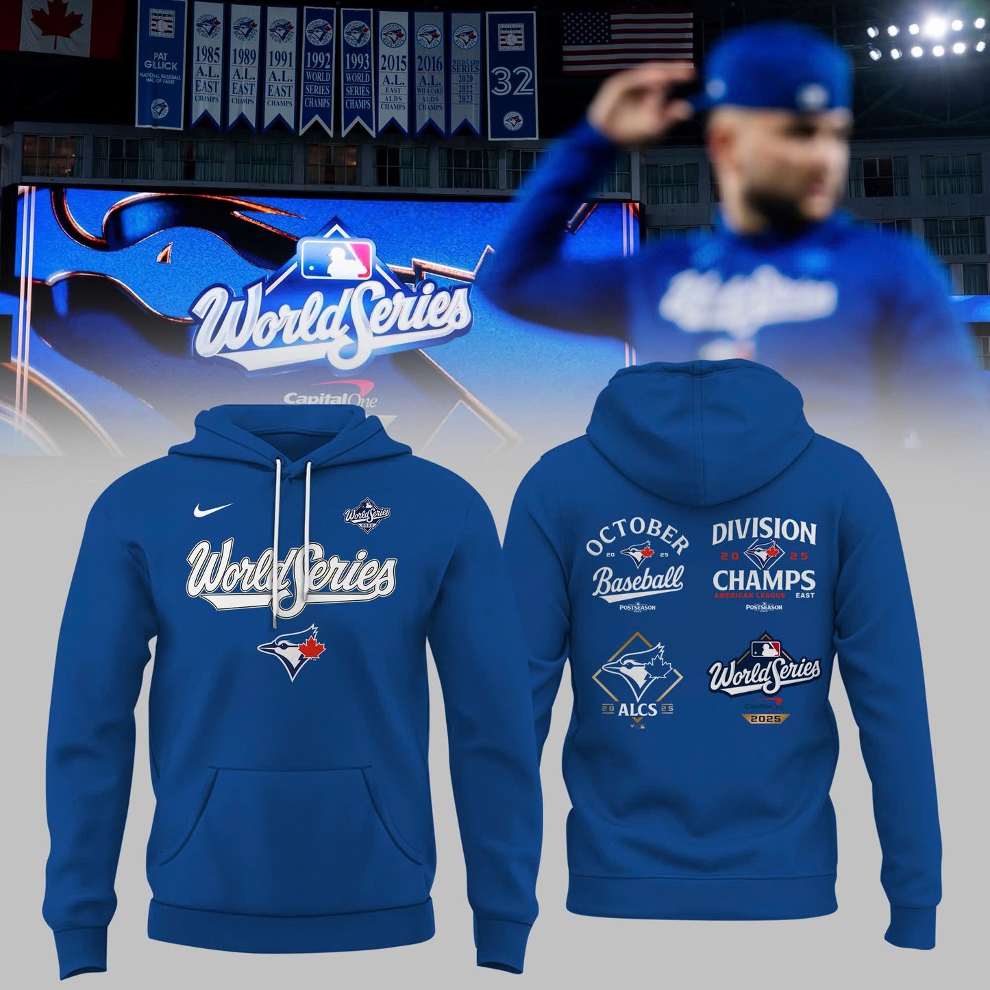 Toronto Blue Jays Royal 2025 World Series Collection Therma Fleece Hoodie v6