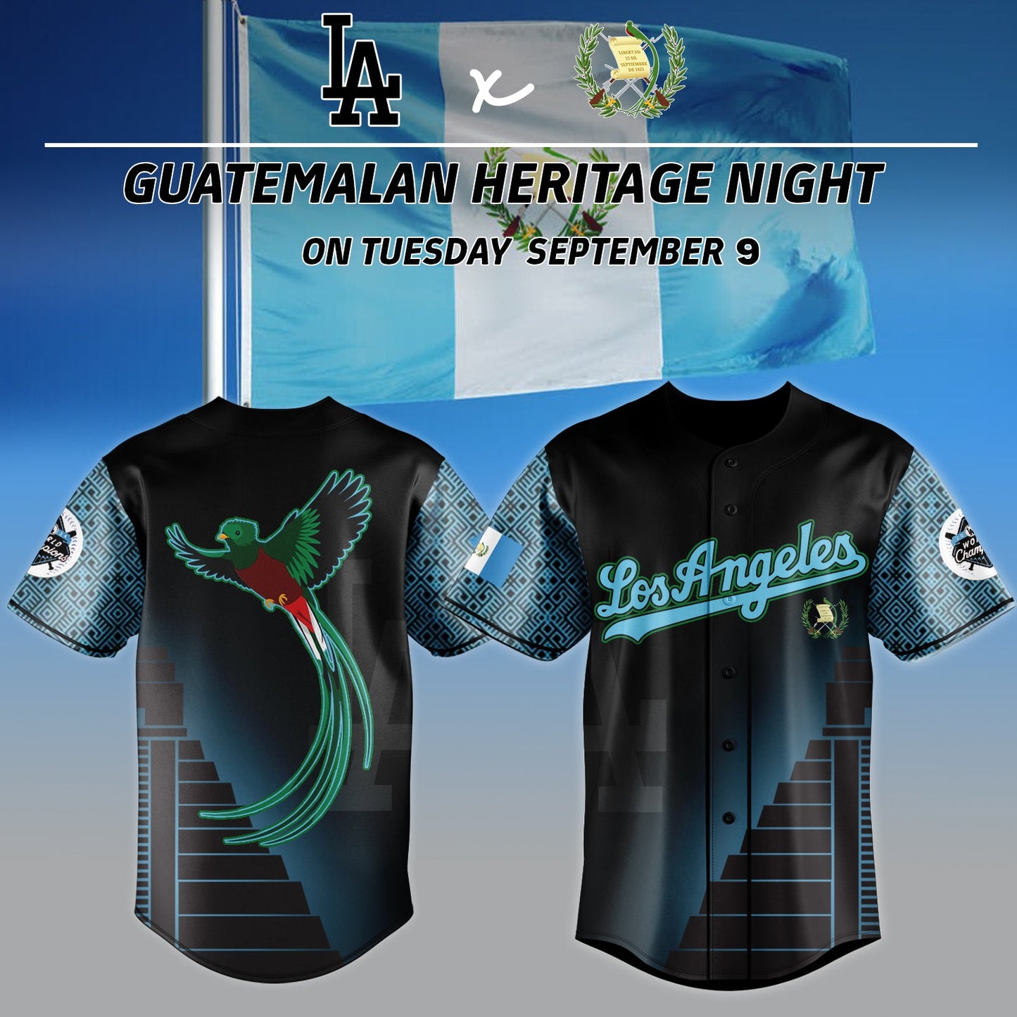 ____.Los Angeles Dodgers Guatemalan Heritage Night Special Jersey 2025