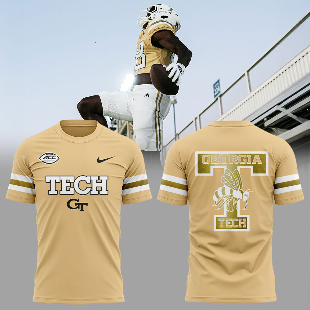. Georgia Tech Football Sting Em Gold Uniform 2025 Combo Shirt