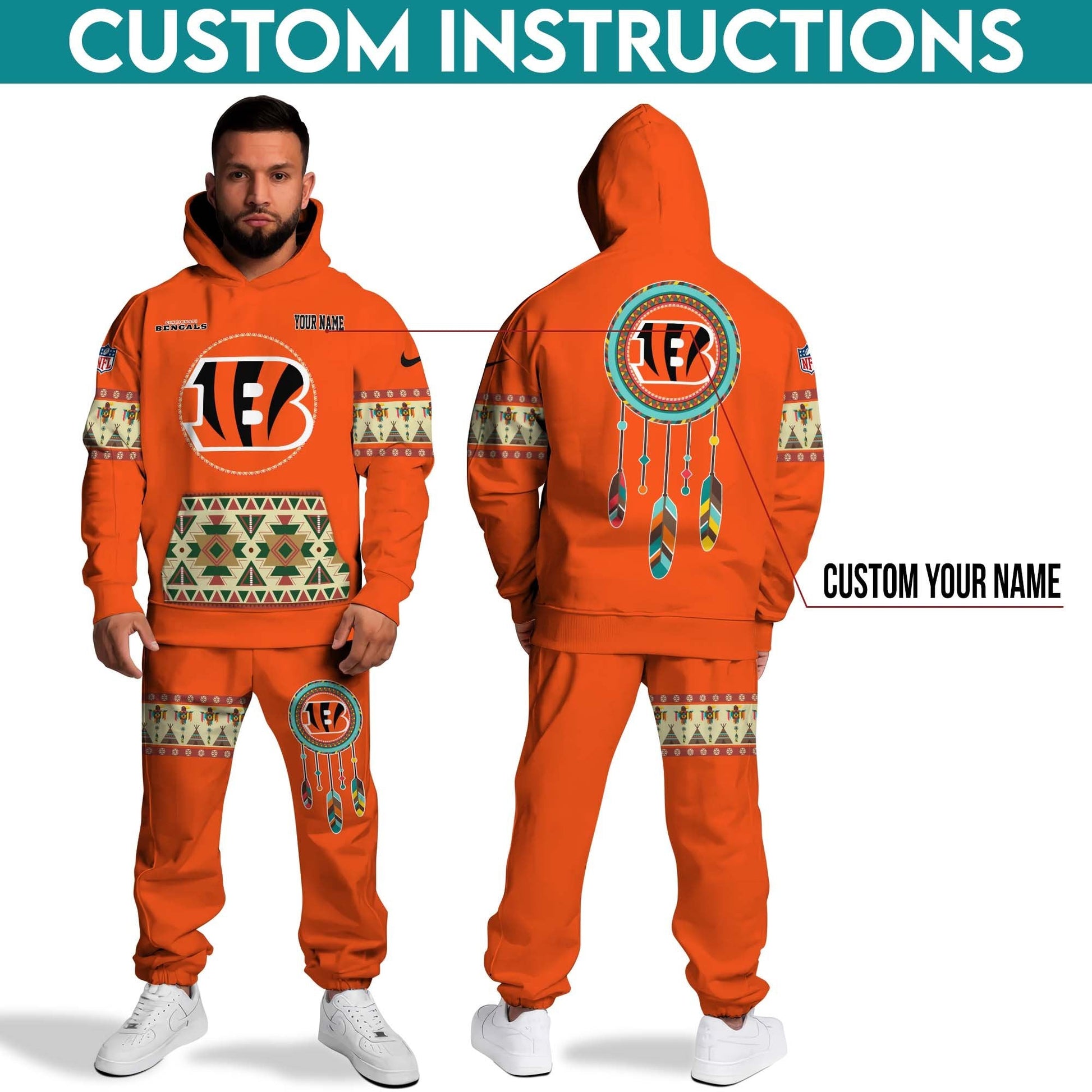 Cincinnati Bengals Hoodie Sweatpants Set,Custom Hoodie,Sport Hoodie Sweatpants Set,Sport Gifts FOR Fan IZ18