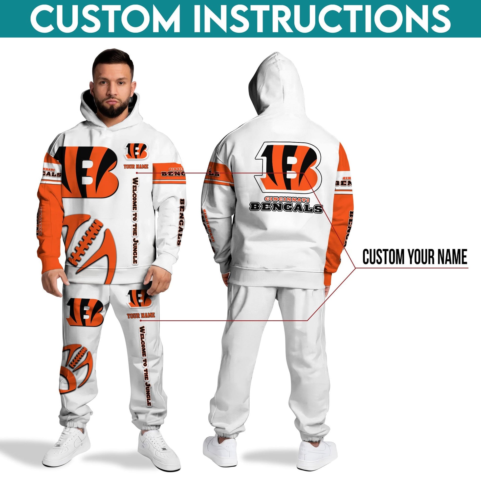 Cincinnati Bengals Hoodie Sweatpants Set,Custom Hoodie,Sport Hoodie Sweatpants Set,Sport Gifts FOR Fan LY90