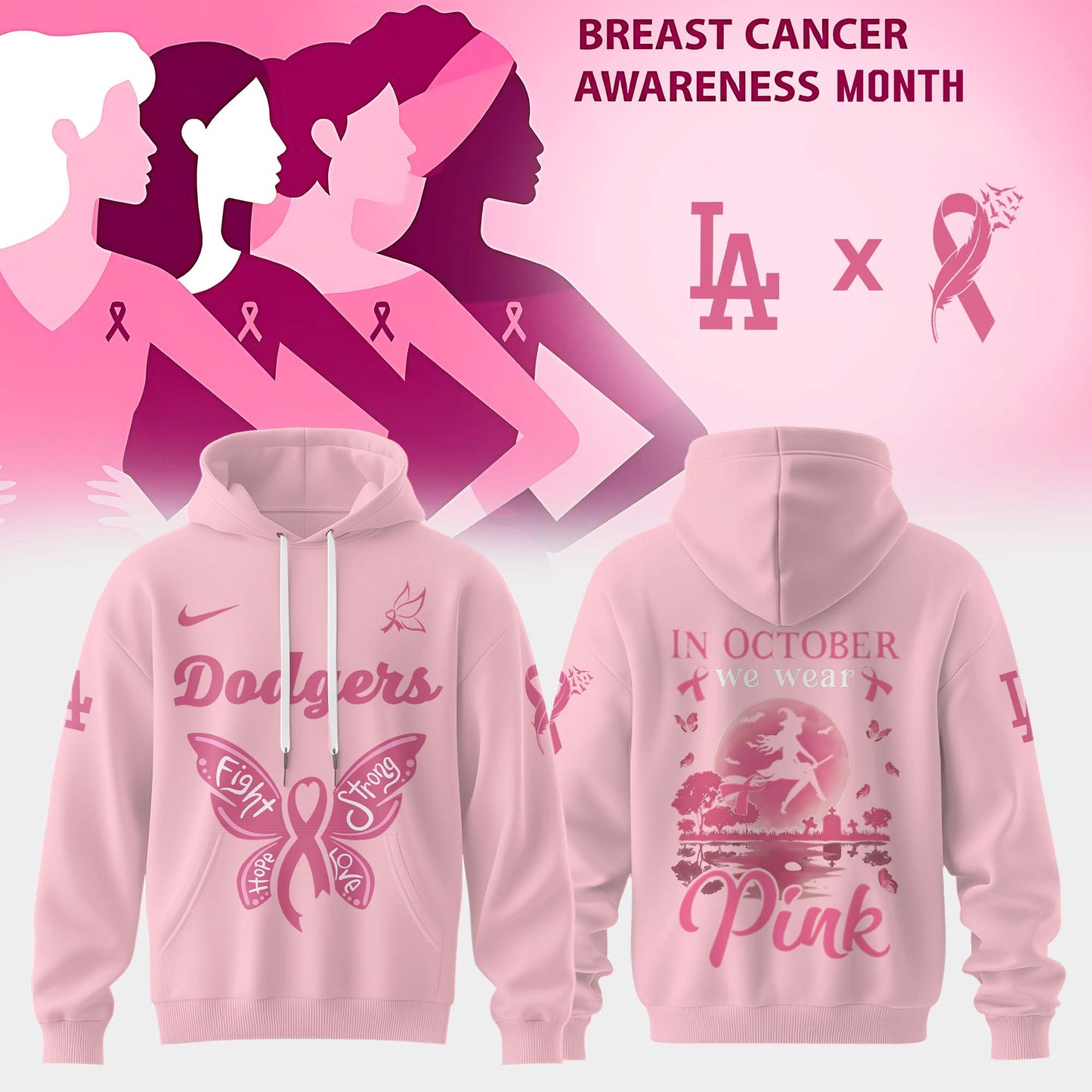Los Angeles Dodgers x Breast Cancer Awareness Month Hoodie Collection 2025