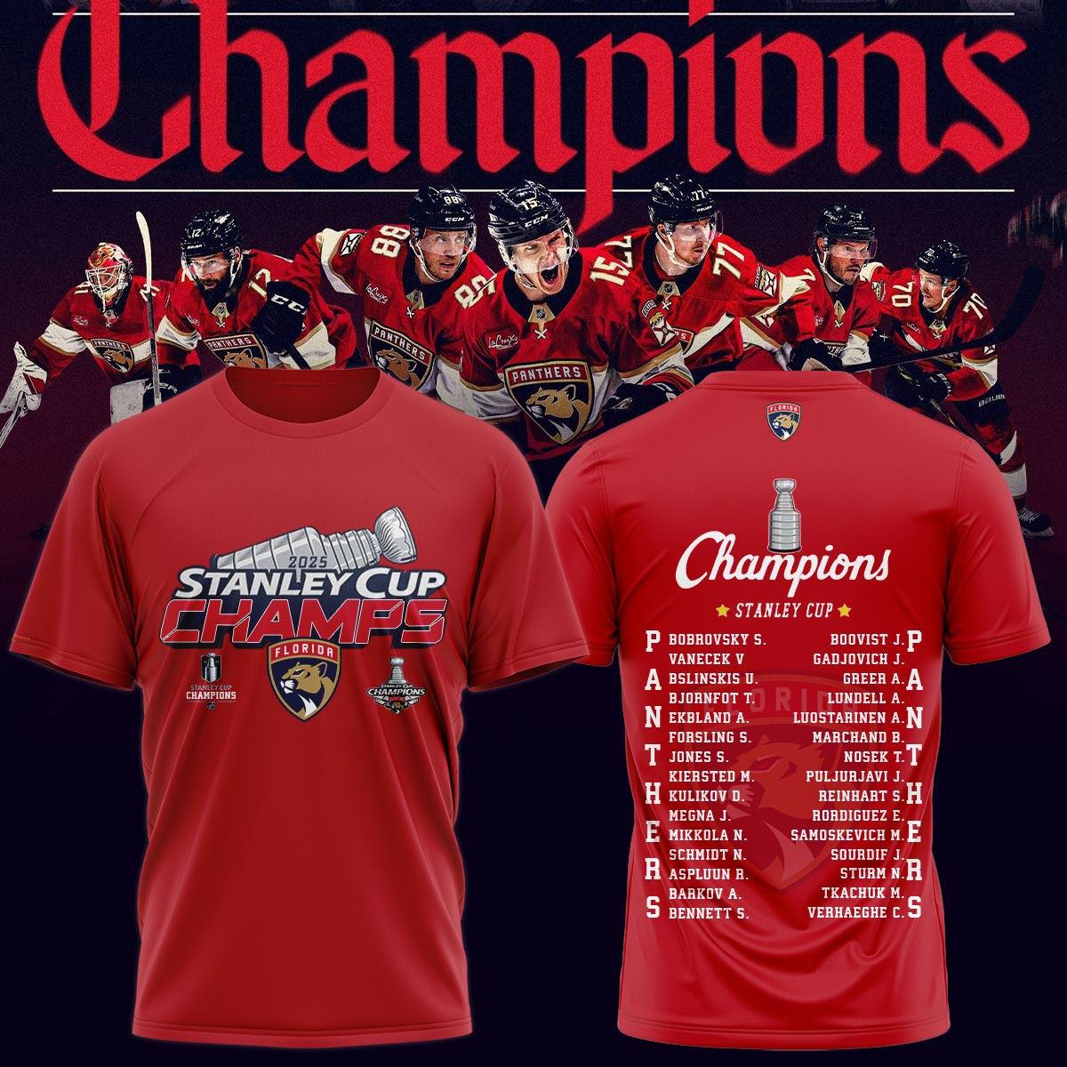 Florida Panthers T-Shirt Champions Stanley Cup Final 2025