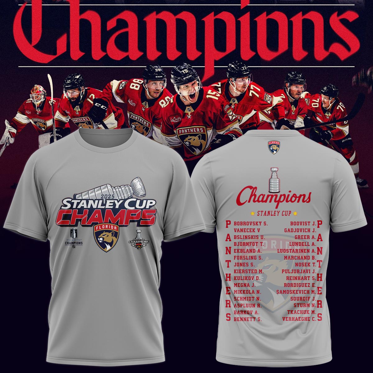 Florida Panthers T-Shirt Champions Stanley Cup Final 2025