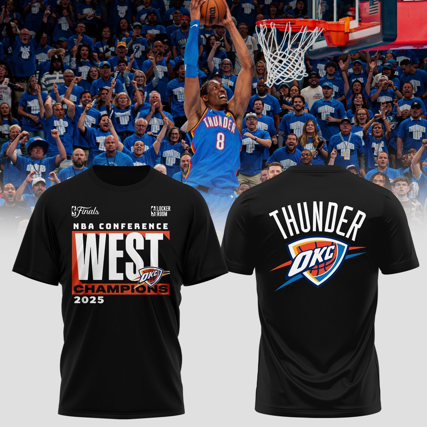 Oklahoma City Thunder 2025 Western Conference Champions Locker Room T-Shirt