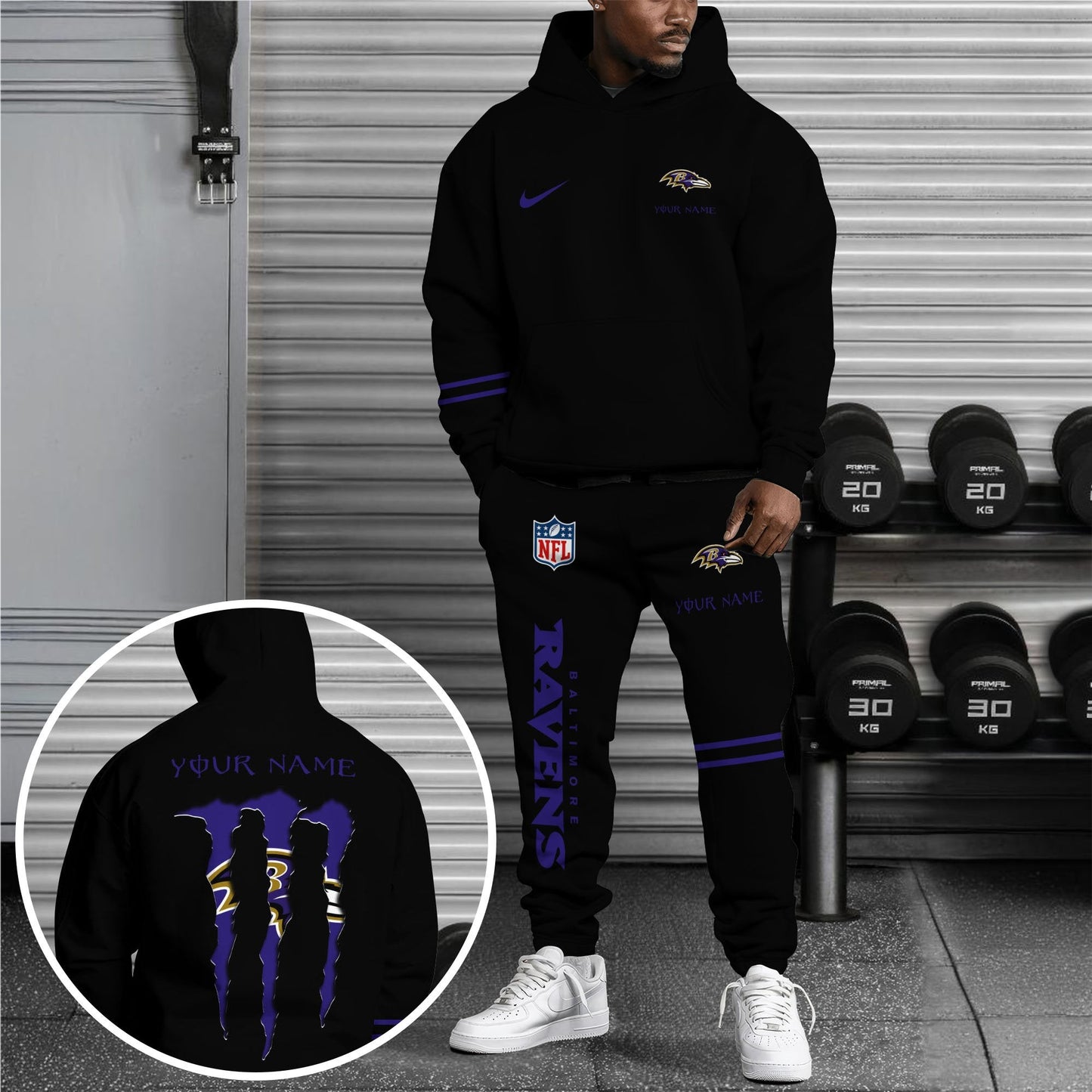 Baltimore Ravens Hoodie Sweatpants Set,Custom Hoodie,Sport Hoodie Sweatpants Set,Sport Gifts FOR Fan EQ98