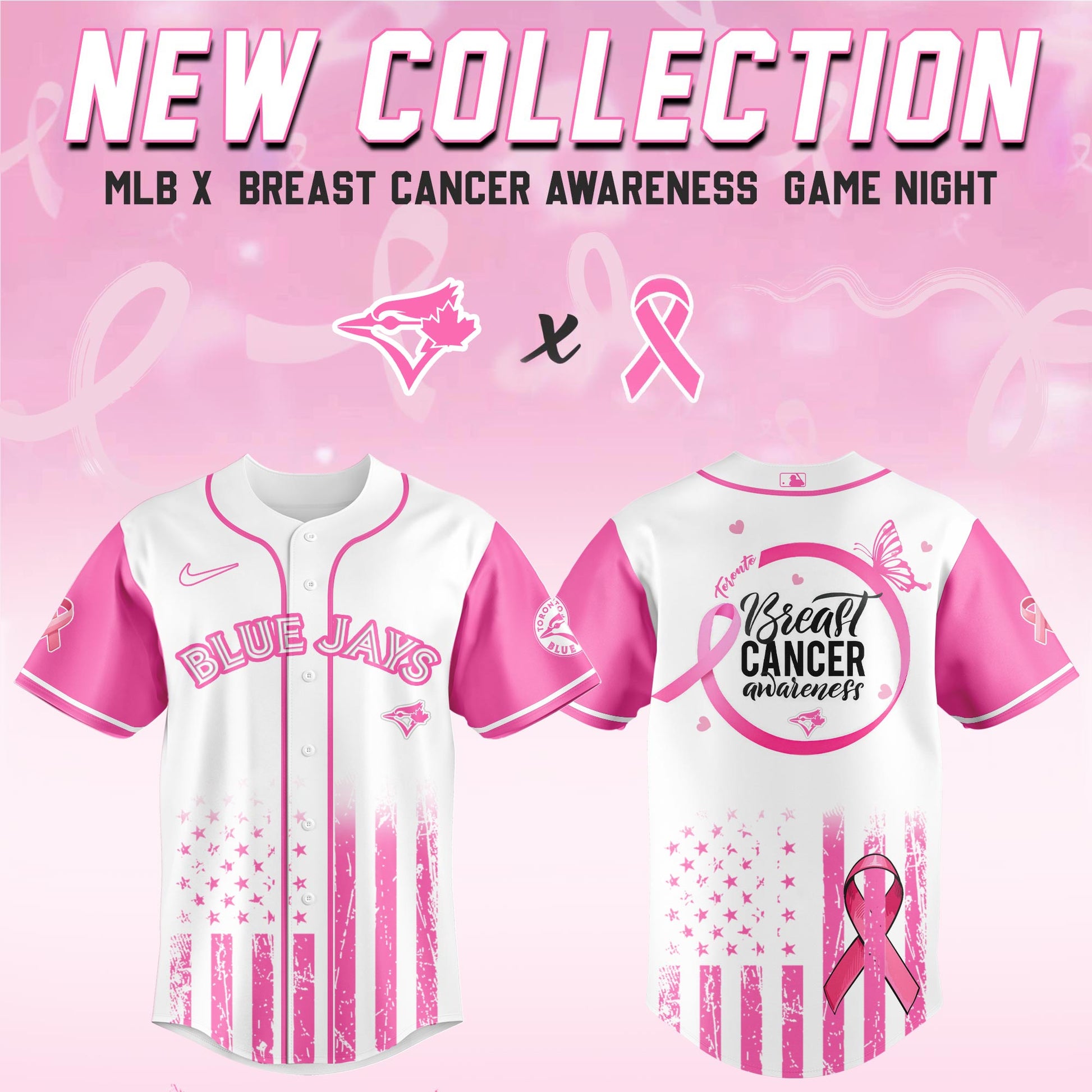 Toronto Blue Jays x  Breast Cancer Awareness Game Night Jersey Editons Limited v2