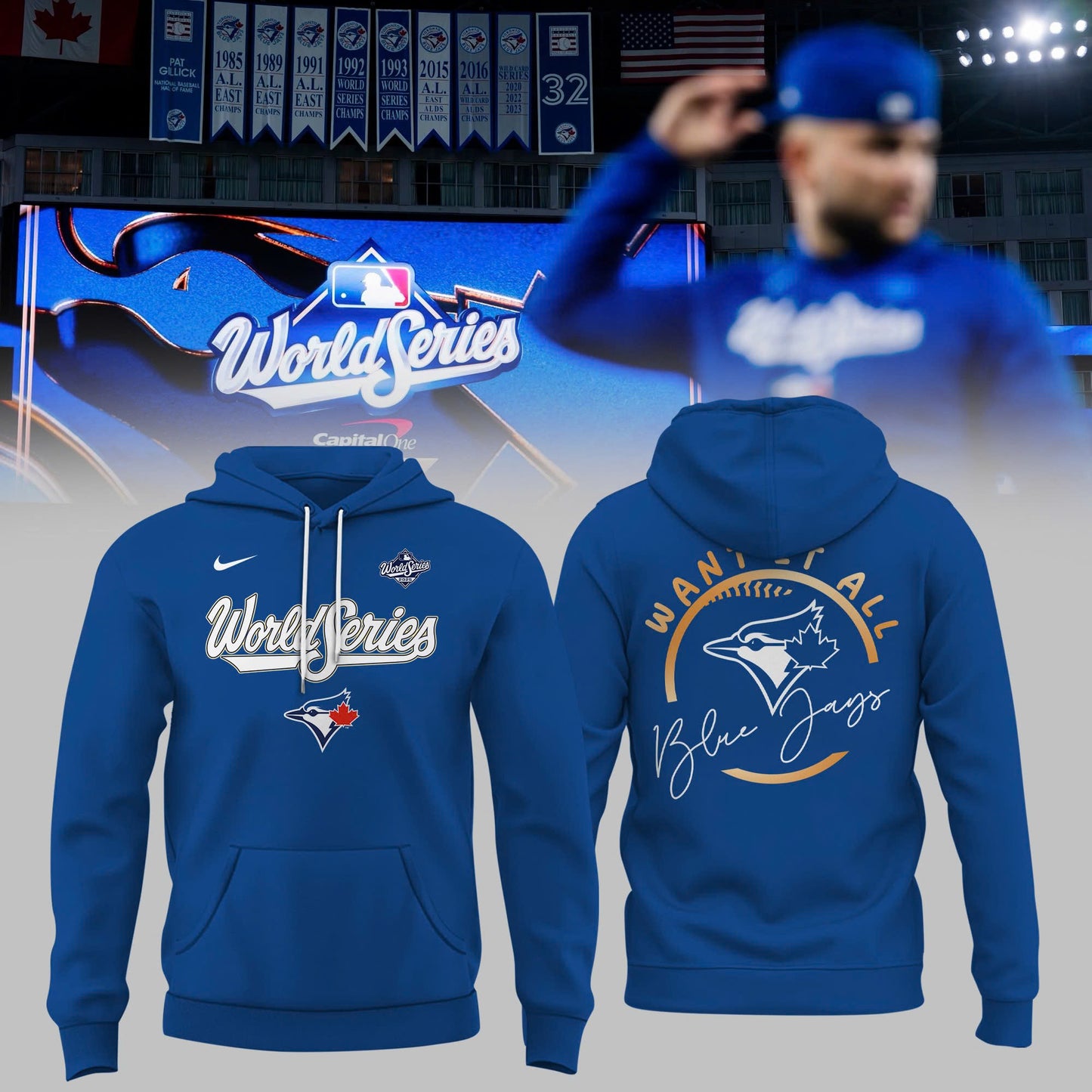 Toronto Blue Jays Royal 2025 World Series Collection Therma Fleece Hoodie v5