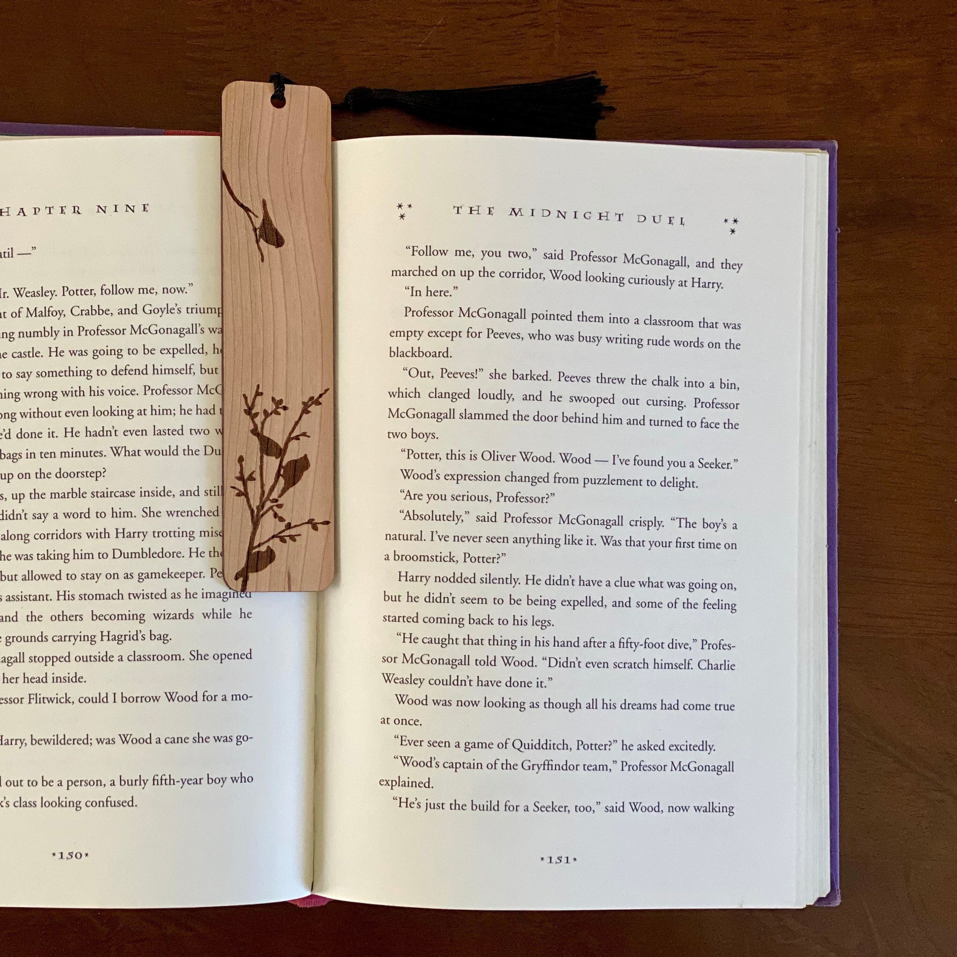 Birds on Branches Engraved Wood Bookmark with Optional Personalization - Makes a Great Personalized Gift