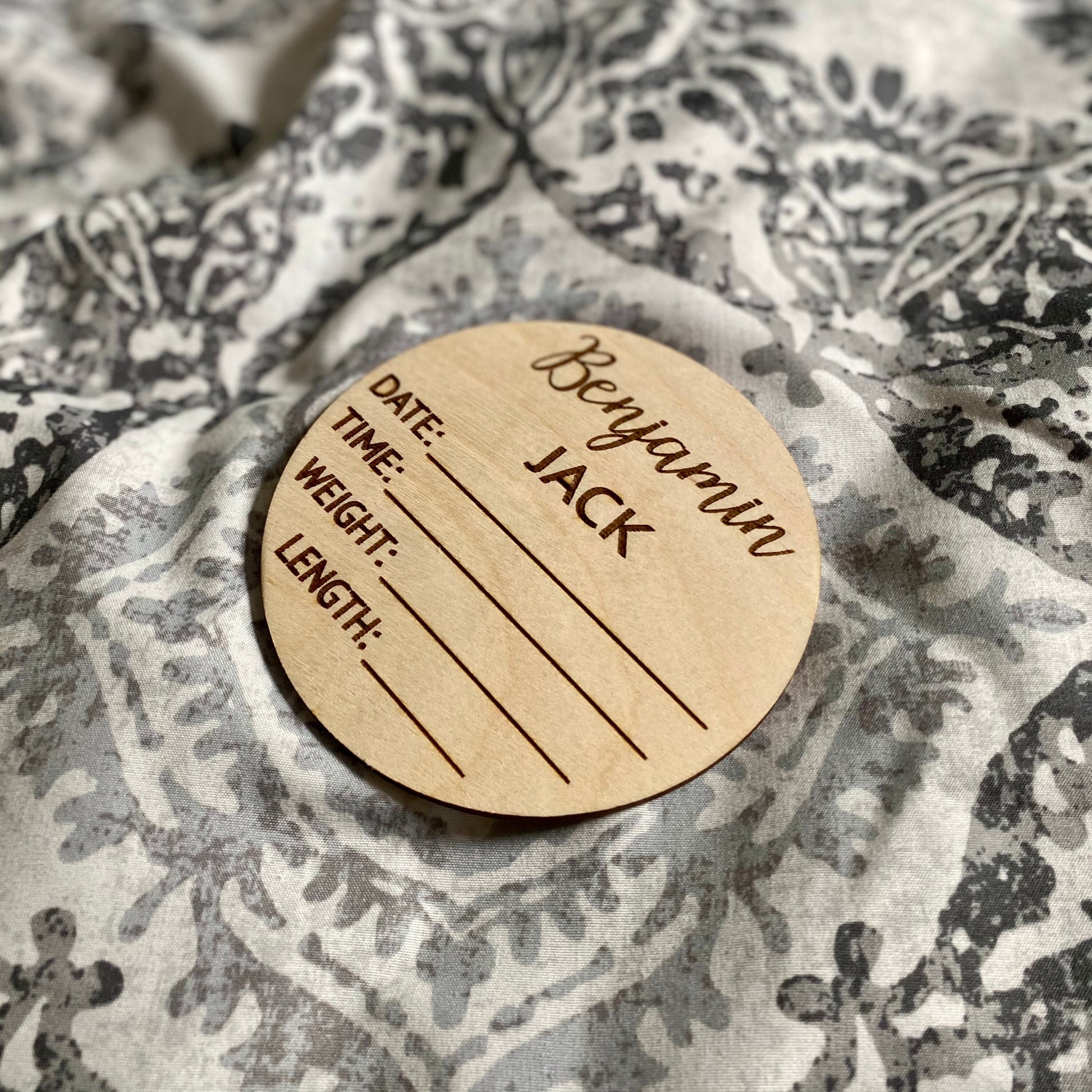 Baby Birth Stats Wood Milestone Card - Engraved Wood Baby Milestone Card