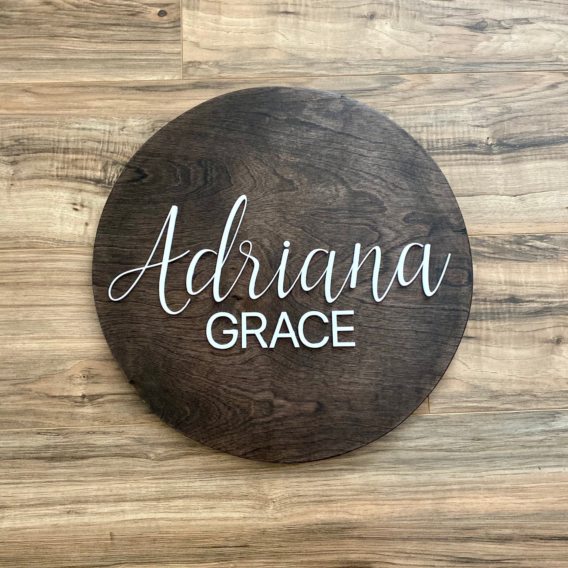 Baby Name Sign - Wood & Laser Cut Acrylic Personalized Sign - Baby Shower Gift or Nursery Sign
