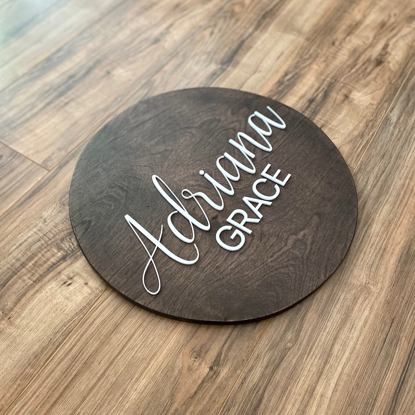 Baby Name Sign - Wood & Laser Cut Acrylic Personalized Sign - Baby Shower Gift or Nursery Sign