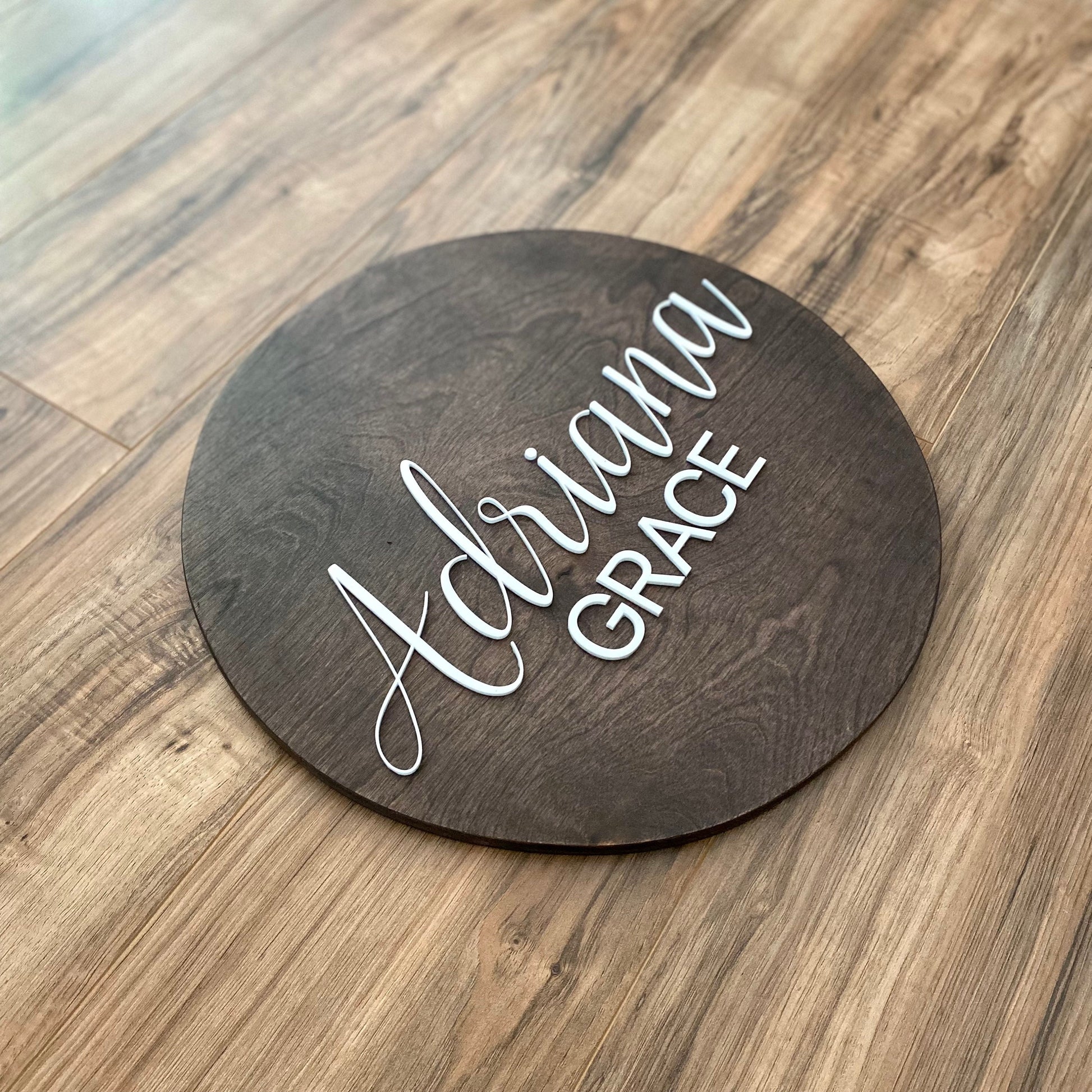 Baby Name Sign - Wood & Laser Cut Acrylic Personalized Sign - Baby Shower Gift or Nursery Sign