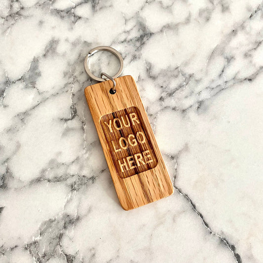 Custom Logo Engraved Wood Keychain - Custom Corporate Gift