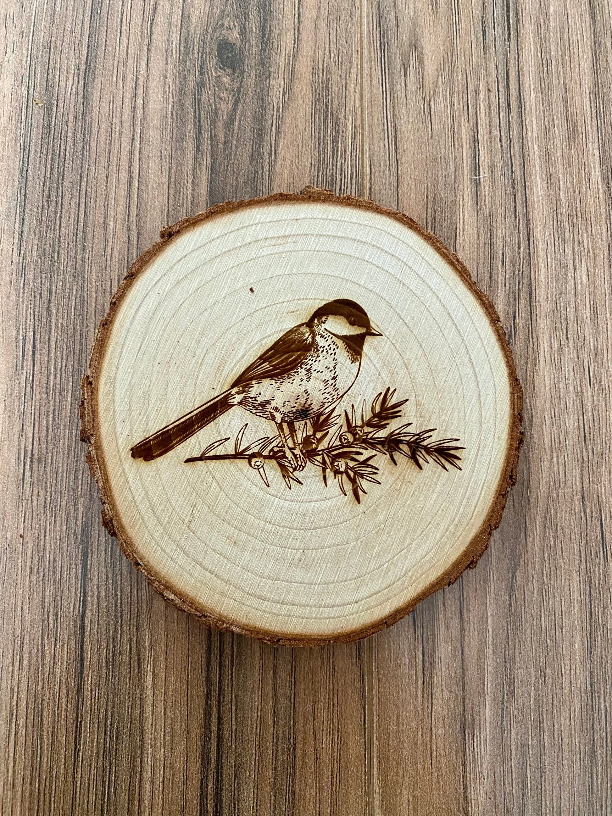 Chickadee Engraved Wood Coaster Set - Perfect Gift for Wedding, Engagement, Anniversary, or Christmas