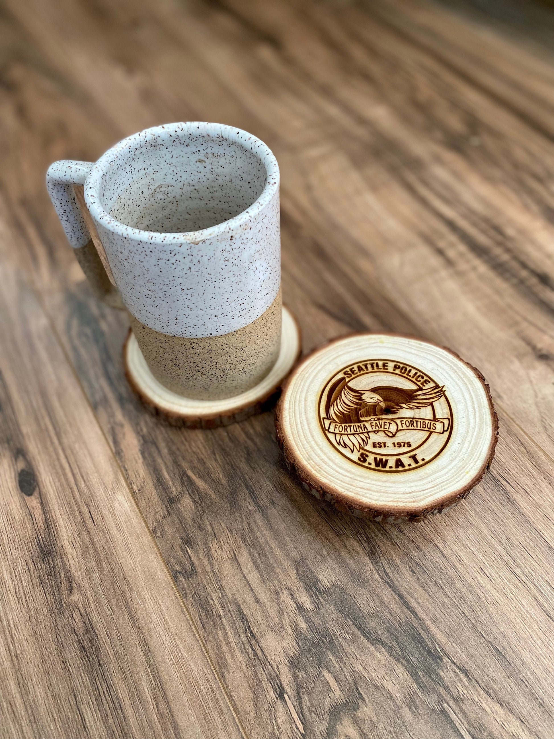 Custom Logo Coasters - Personalized Laser Engraved Wood Slice Coasters