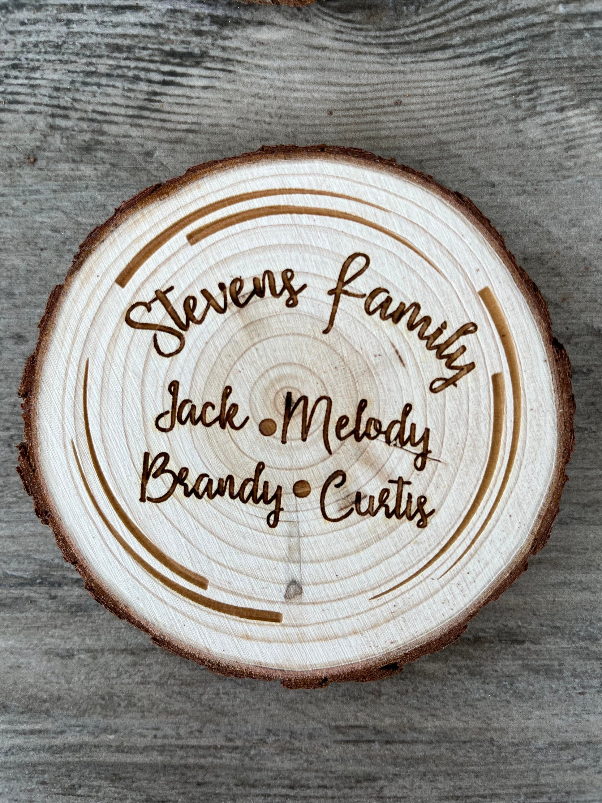 Family Name Wood Coaster Set - Engraved Wood Family Name Coasters - Perfect Wedding, Engagement, Anniversary, or Christmas Present