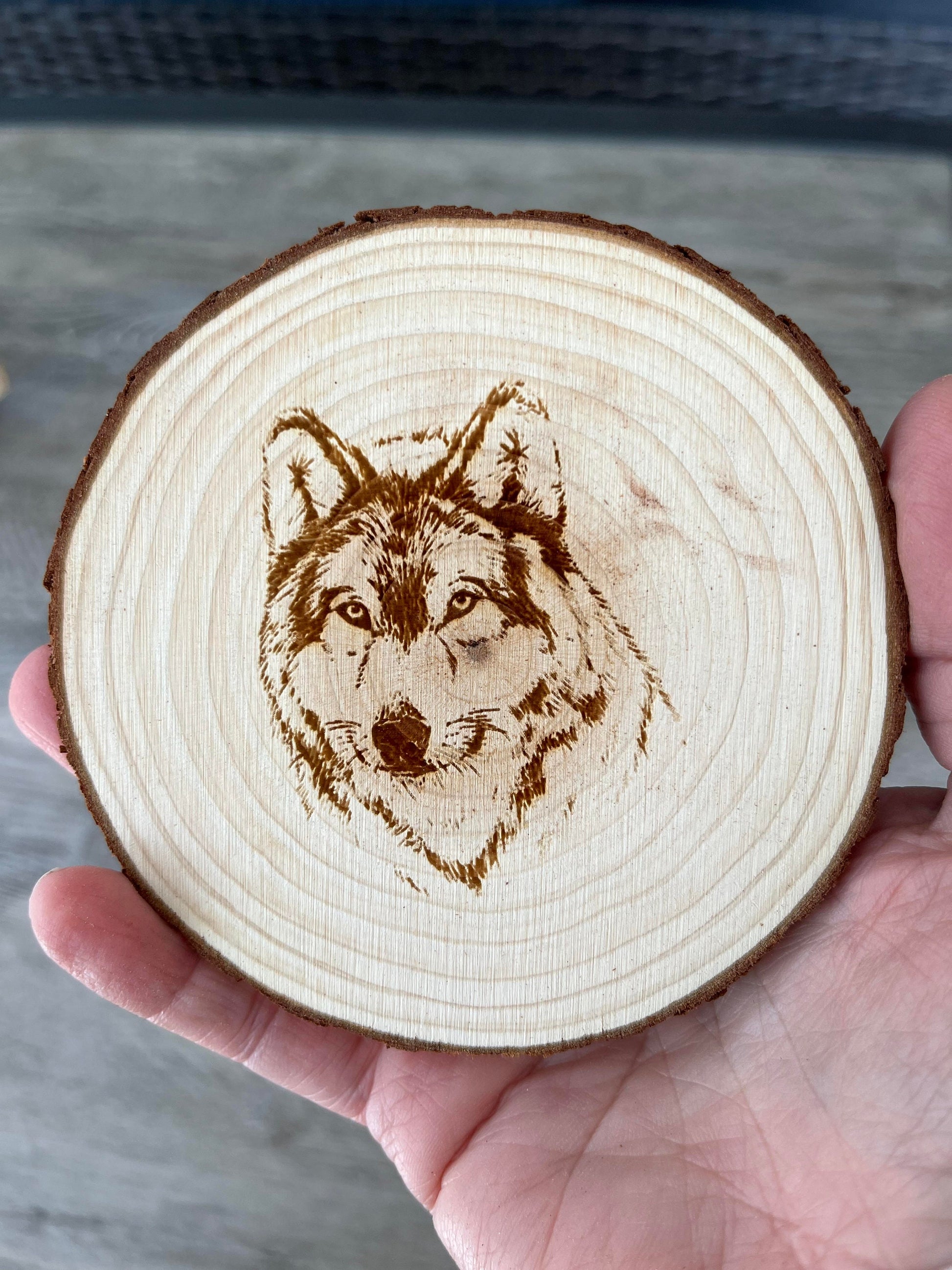Wolf Engraved Wood Coaster Set - Perfect Gift for Wedding, Engagement, Anniversary, or Christmas