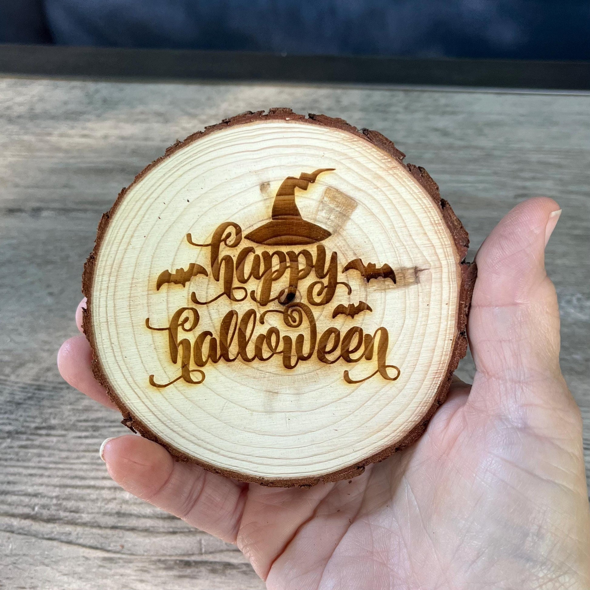 Halloween Mix and Match Coaster Set - Choose from Halloween-themed Wood Slice Coaster Designs