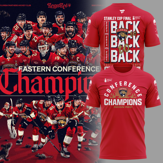 Special Edition Florida Panthers Back-To Back-To-Back Eastern Conference Champions T-Shirt 2025