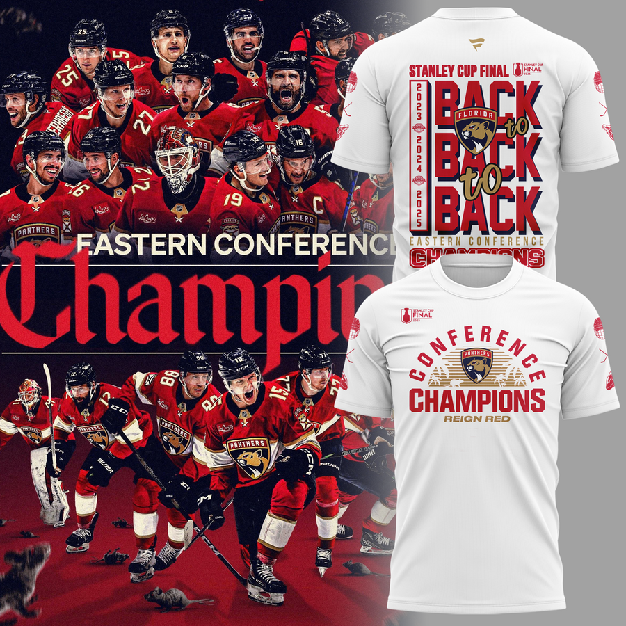 Special Edition Florida Panthers Back-To Back-To-Back Eastern Conference Champions T-Shirt 2025