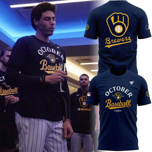 Special New October Ready 2025 Postseason Brewers Uniform Navy T-Shirt