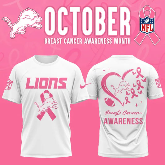 Detroit Lions '' OCTOBER BREAST CANCER AWARENESS MONTH '' T-Shirt