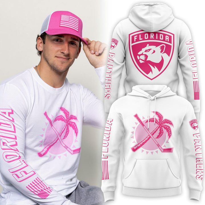 Florida Panthers Sun & Stick Pink Logos Hoodie