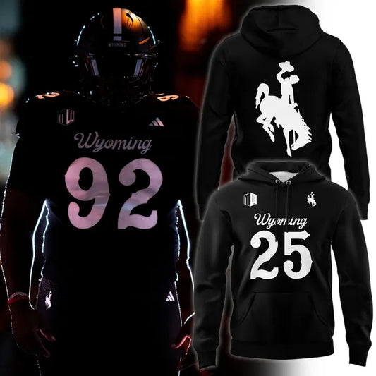 2025 Wyoming Cowboys Dark Mode Black Hoodie