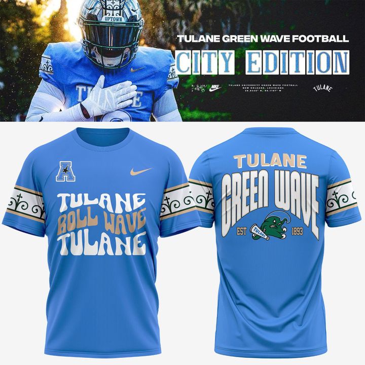 Tulane Green Wave football City Edition Roll Wave T-Shirt