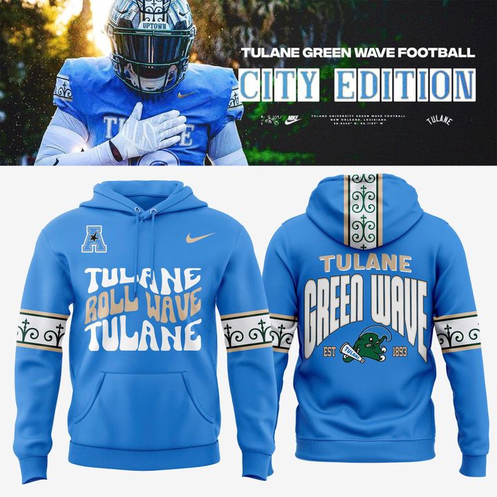 Tulane Green Wave football City Edition Roll Wave Hoodie