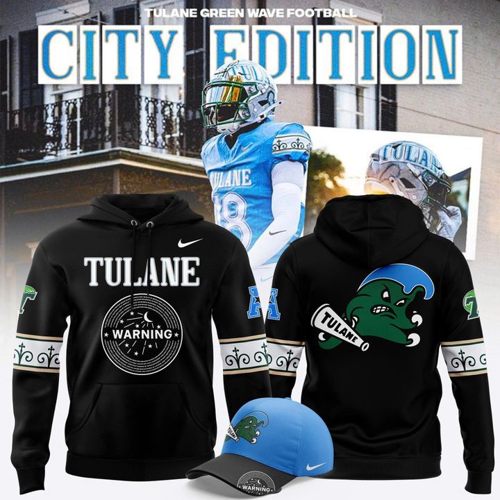 Tulane Green Wave football City Edition Black Hoodie
