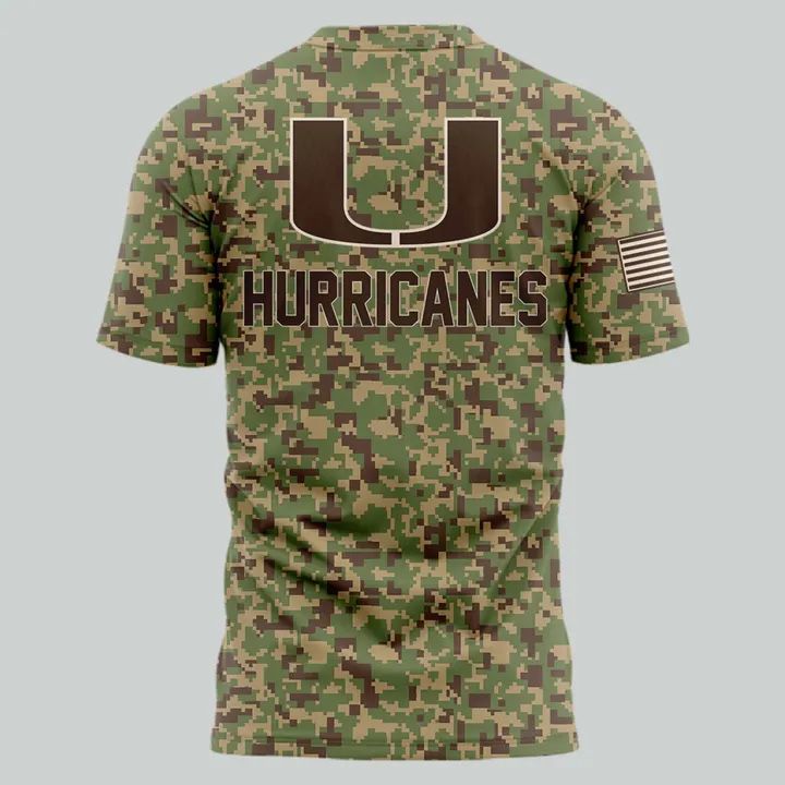 Miami Hurricanes Football Military Appreciation Limited Edition Camo T-shirt