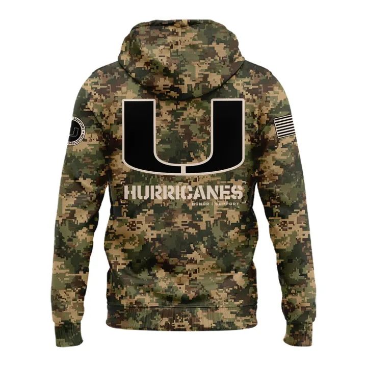 Miami Hurricanes Football Military Appreciation Limited Edition Camo Hoodie