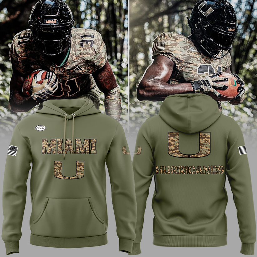 Miami Hurricanes Football Military Appreciation Limited Edition Camo Hoodie