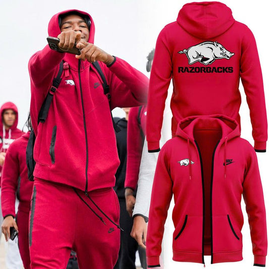 2025 Arkansas Razorbacks Uniform Red Zip Hoodie
