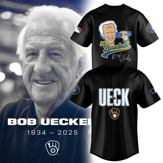 2. "Mr Baseball" Bob Uecker Baseball Tribute Baseball Jersey Black
