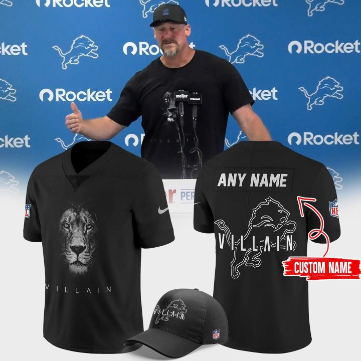Dan Campbell Detroit Lions Villain 2025 Limited Football Jersey Black V4