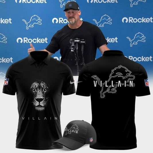 Dan Campbell Detroit Lions Villain 2025 Limited Polo Black V4