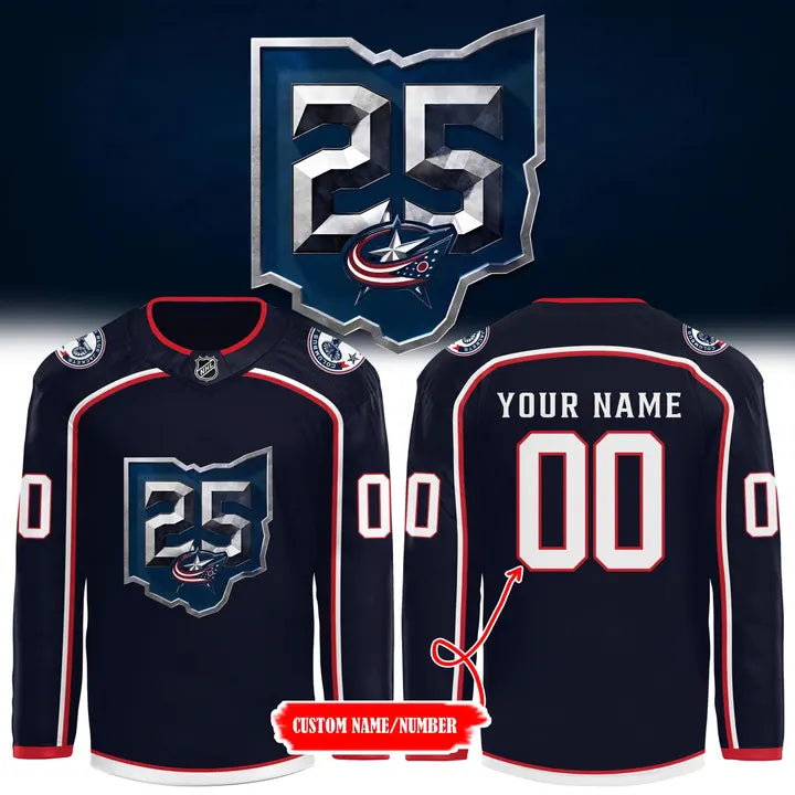 Columbus Blue Jackets 25th anniversary season jersey