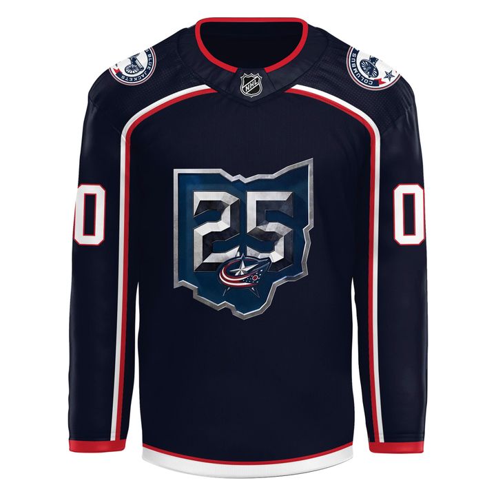 Columbus Blue Jackets 25th anniversary season jersey