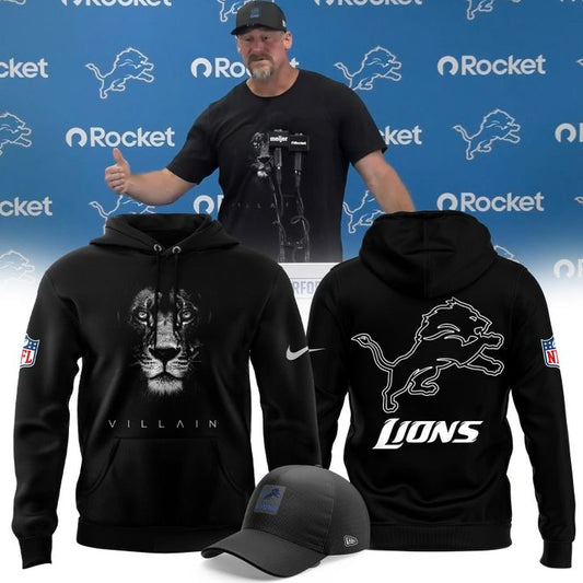 Dan Campbell Detroit Lions Villlain 2025 Limited Hoodie Black V3