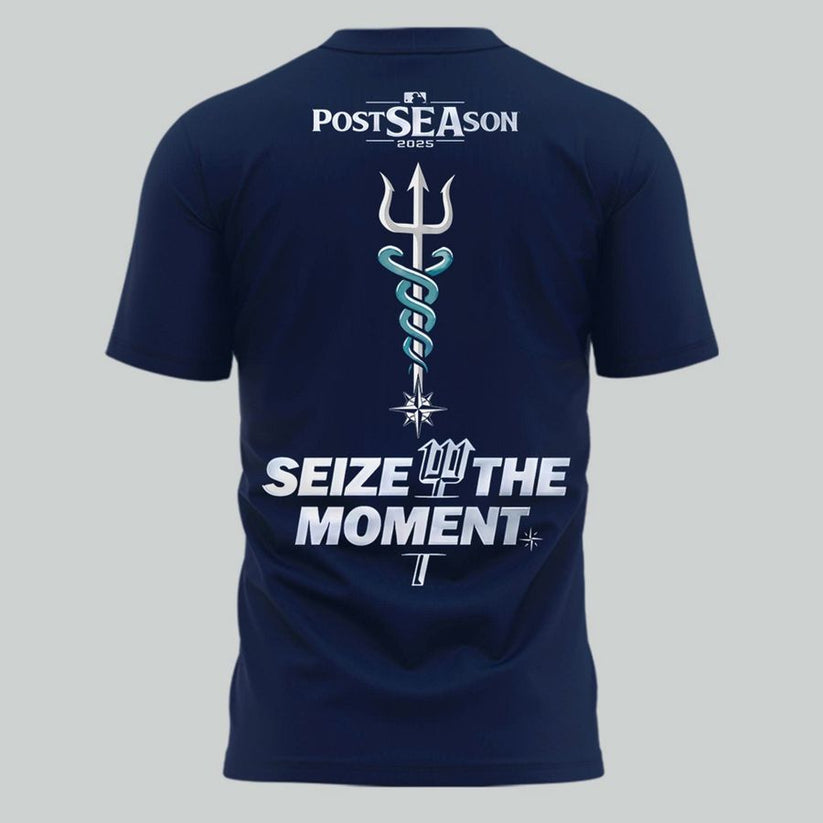 Special New October Baseball Post Season 2025 Seize The Moment Tridient Vintage Logo T-Shirt
