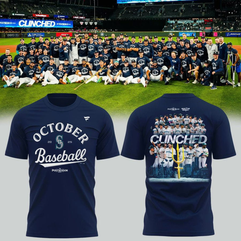 Special New October Baseball Clinched Team Logo Post Season 2025 T-Shirt