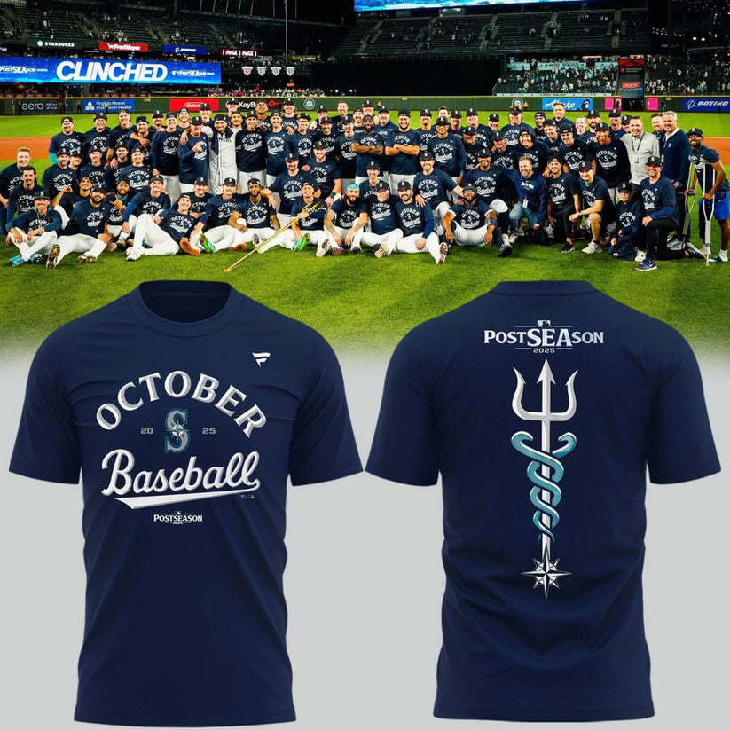 Special New October Baseball Post Season 2025 Tridient Vintage Logo T-Shirt